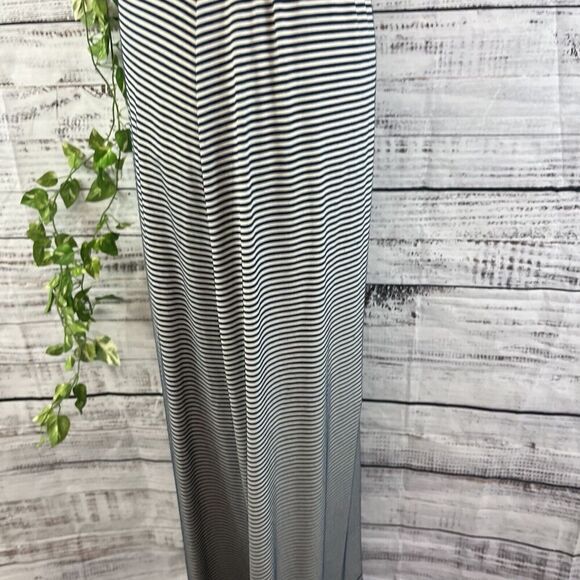 Max Studio Skirt size Medium Navy Blue Ivory Striped Jersey Long Maxi Stretch - Picture 12 of 16